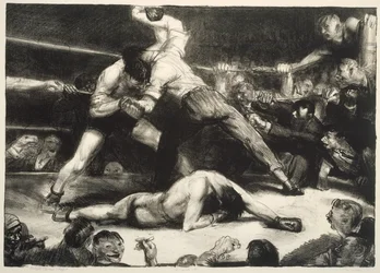 Knock-Out, 1921 (litho ja chine-collé)